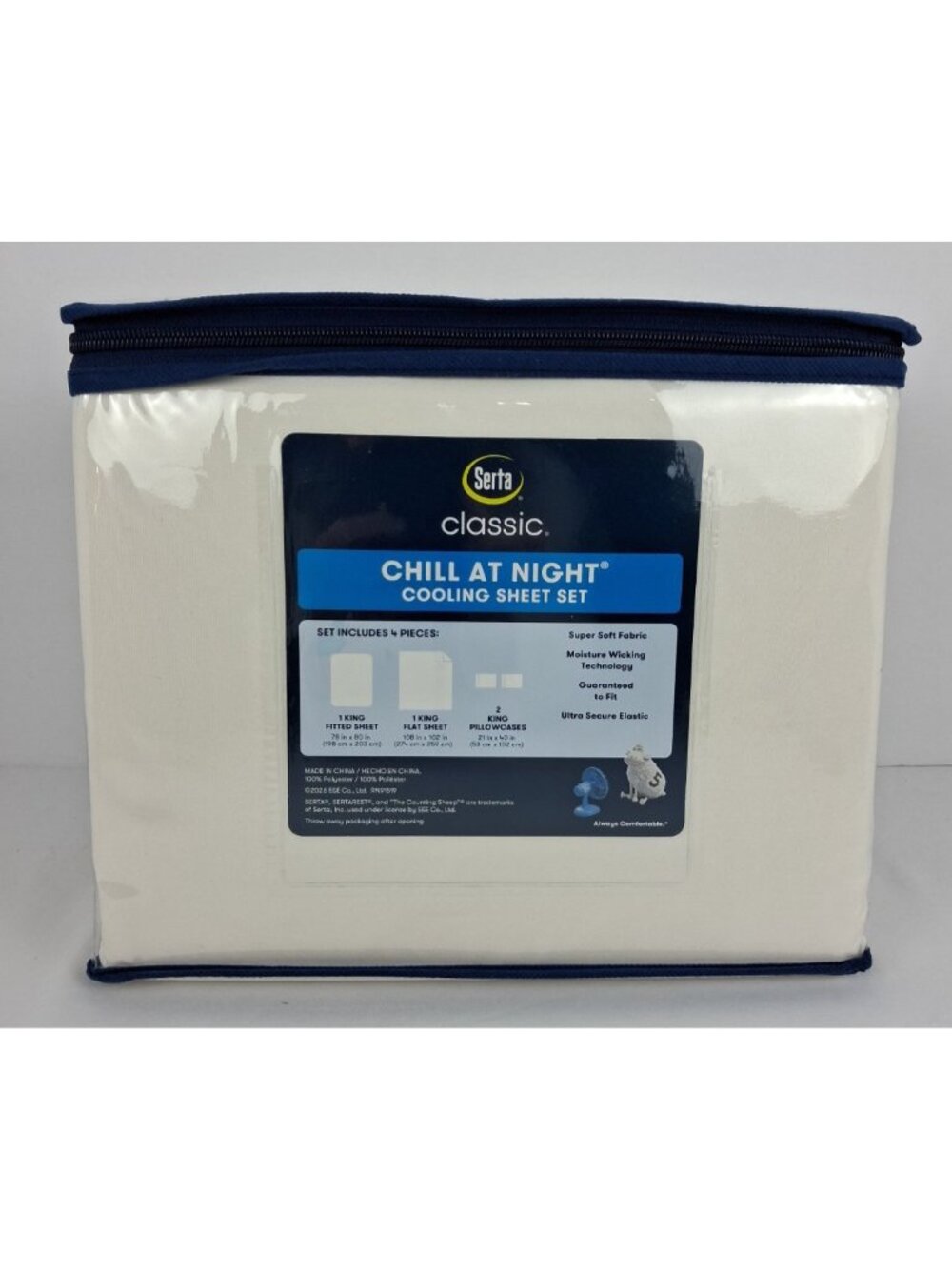 Serta Chill Nights Cream Ivory King 4 Pc Bed Sheet Set SertaRest Cooling Soft